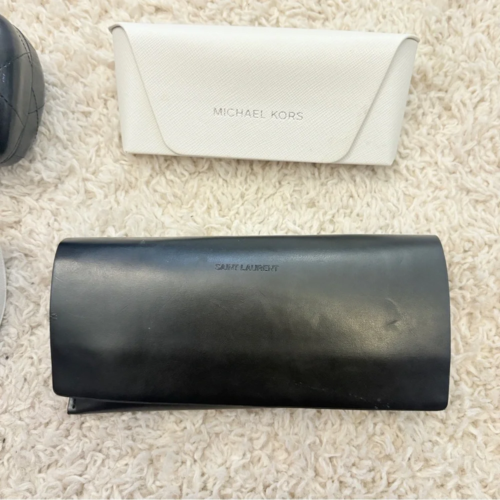 CHANEL Michael Kors YSL‎ Black Quilted Glasses Cases Lot of 4